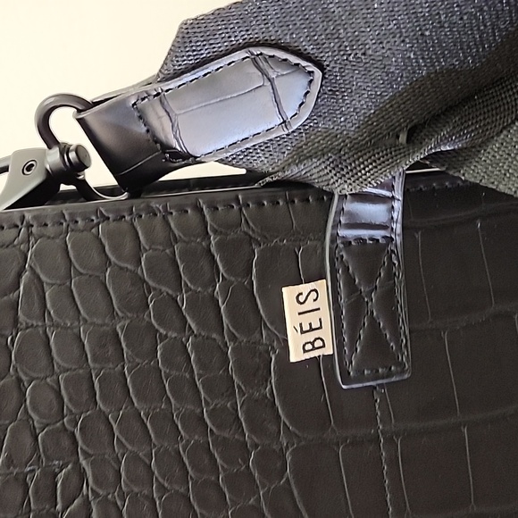 BÉIS 'The Large Work Tote' in Black Croc Large Laptop Bag - Picture 11 of 16